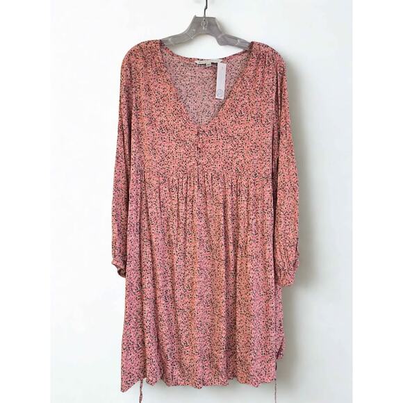 The Nines by Hatch Pink Floral V-Neck Maternity Babydoll Dress Size L Rayon - Picture 1 of 5